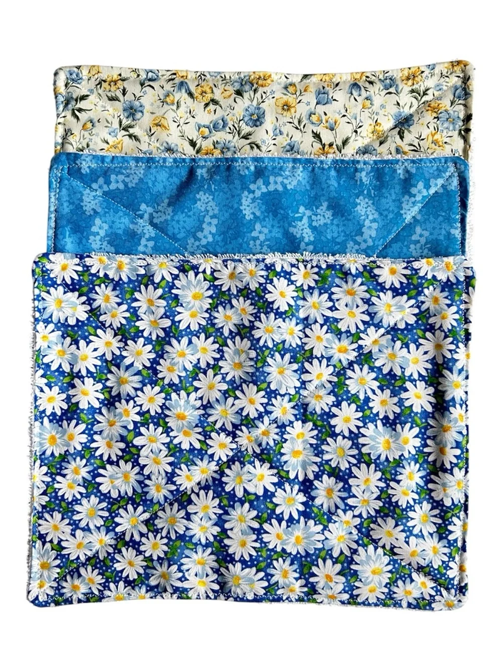 Hand Crafted Floral Soft Luxury Cotton Quilted Wash Cloth Set Eco Friendly Reusa